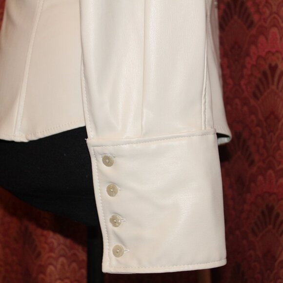 ZARA FAUX LEATHER SHIRT SHACKET NWT Tailored with Button Front-Lrg - Picture 4 of 11